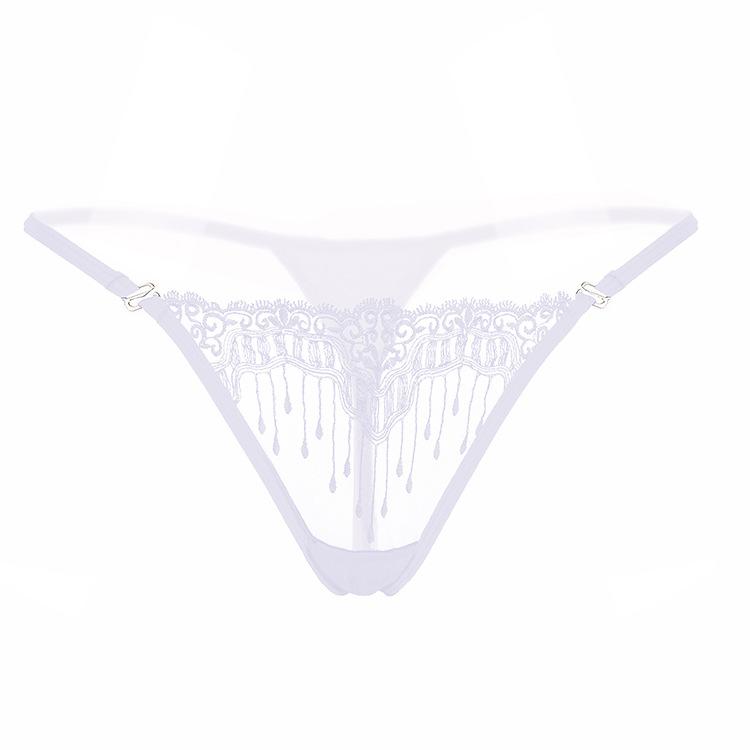 Big-name Embroidered Transparent Thong Women's Sexy Embroidered Panties with Thin Straps To Seduce Hot Girls T-pants 2153