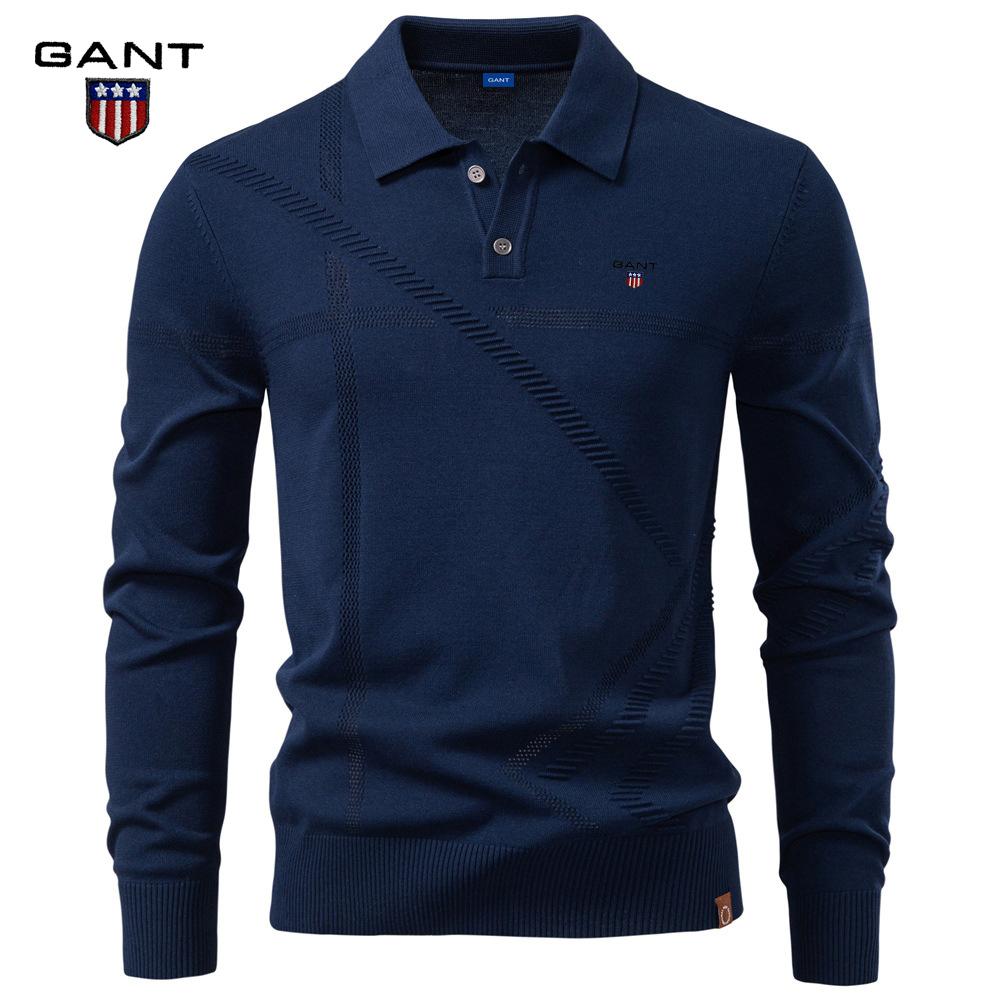 

Gant 2025 Autumn and Winter New Men s Business Casual Sweater Jacquard Lapel Knitted Sweater Men s Top Polo Shirt XXL