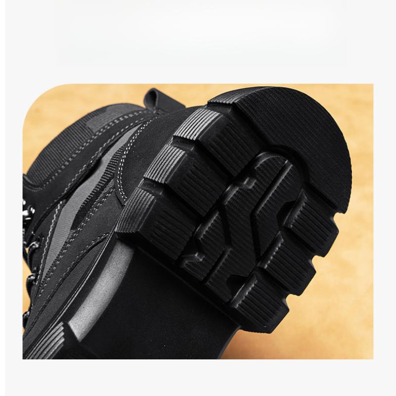 Retro Men's Ankle Boots Waterproof Casual Leather Boots High Top Shoes for Men Non Slip Work Boots