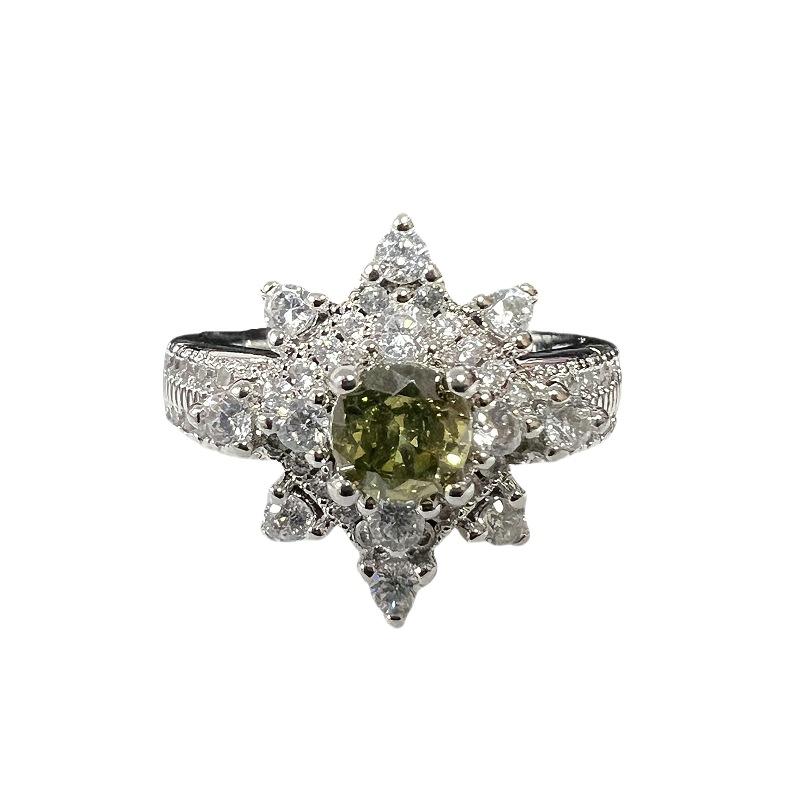 New Niche Design Colored Treasure Purple Full Diamond Zir*****Pen Ring Sunflower Super Flash High-End Light Luxury Ring