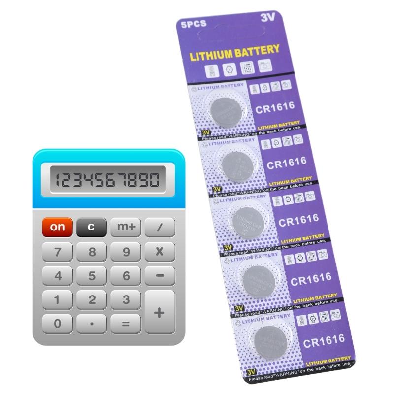 5 peças de pilhas tipo botão CR1616 3V, baterias de lítio, pacote de substituição para relógios, calculadoras, controle remoto de brinquedo