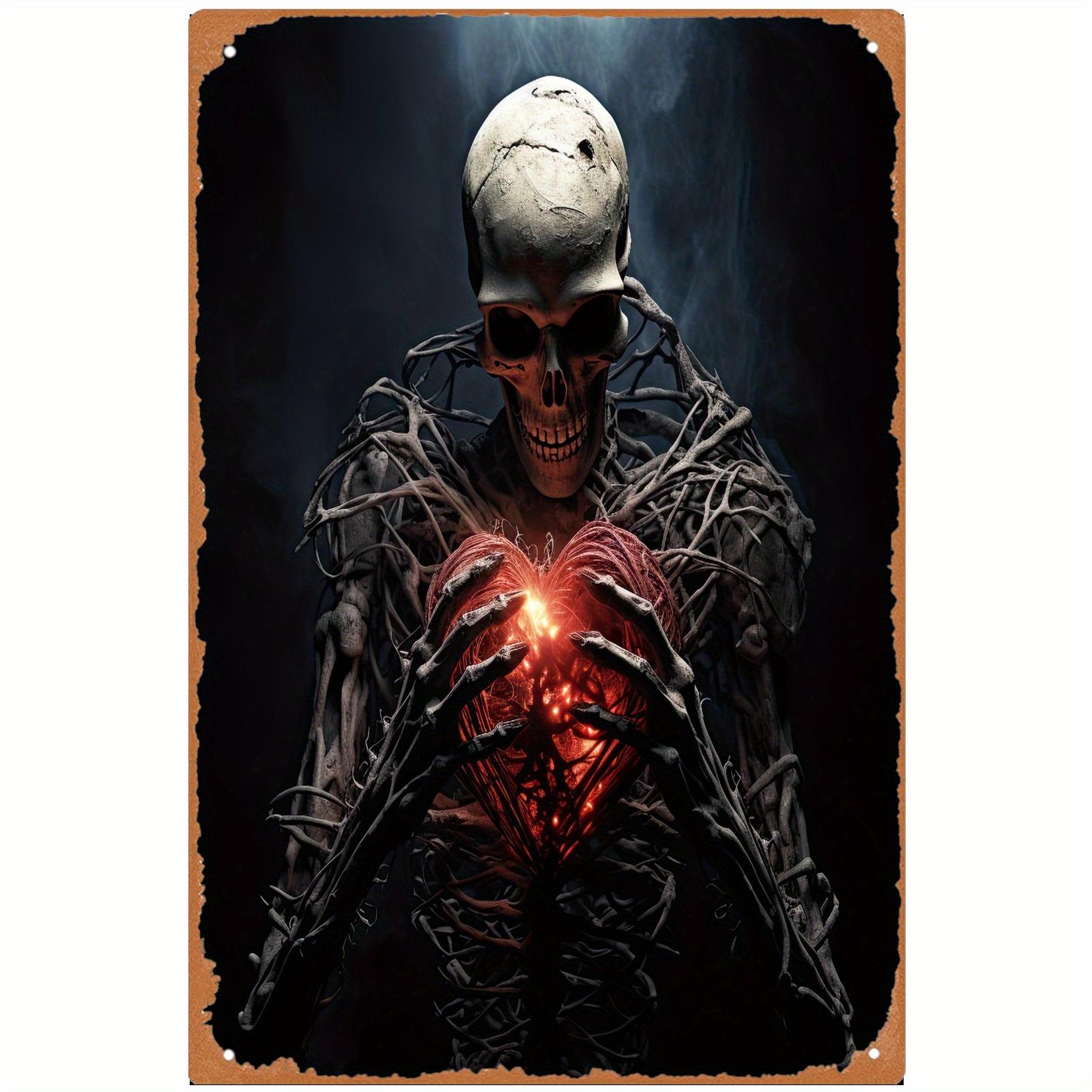 

Gothic Metal Wall Decor Skull Hand Red Heart Light Valentine Romantic Gift 20x30cm