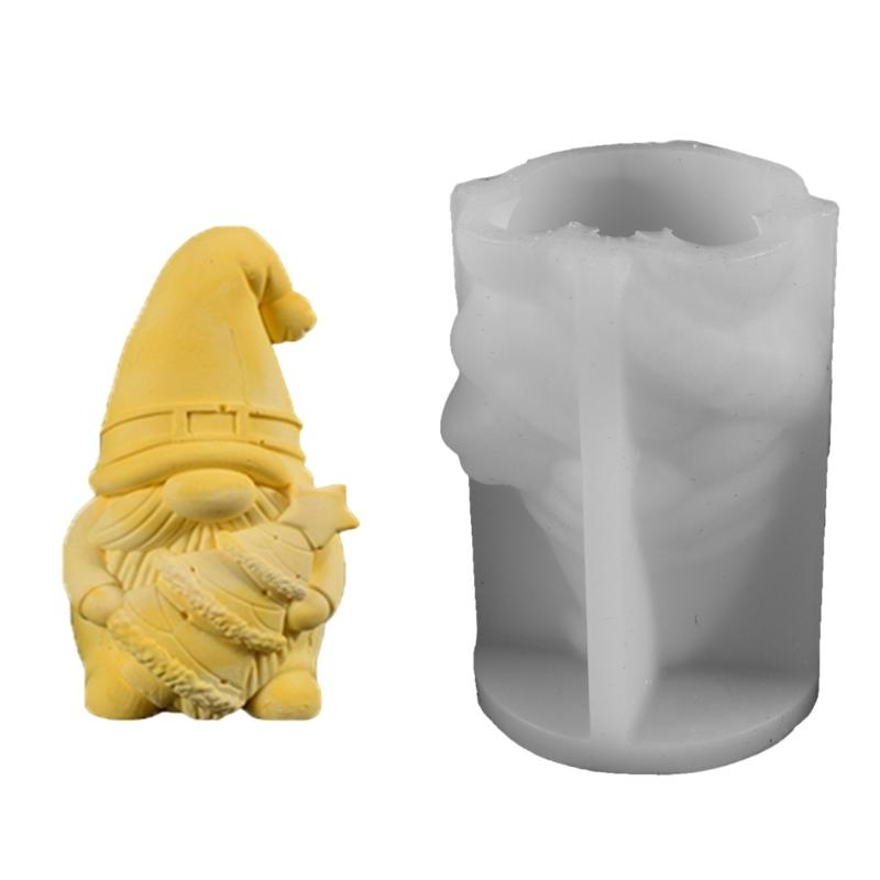 Beard Dwarf Christmas Tree Candle Moulds Hold Snowflake Santa Claus Gypsum Soap Silicone Molds Human Chocolate Gift Party Decor