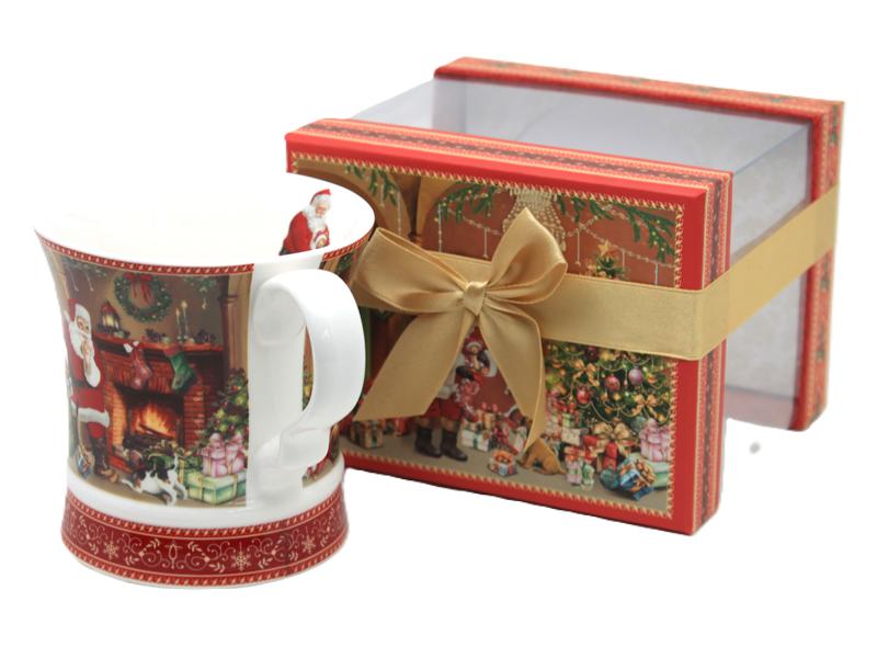Christmas Porcelain Mug 350 with Santa Claus and Gifts Motif