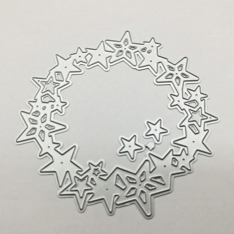 

Звездный венок с тиснением цветочного дизайна, стиль, трафарет для резки металла для DIY, скрапбукинг, альбом, фототиснение, бумажная карта, ремесленный декор серебряный