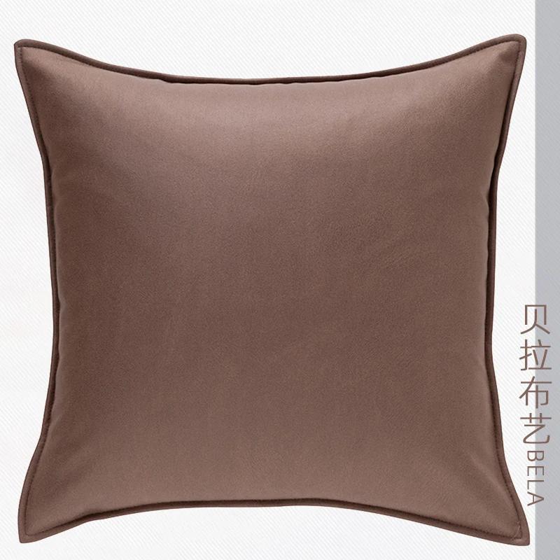Solid Color Technology Cloth Pillowcase Modern Imitation Leather Waterproof Cushion Cover Nordic Sofa Living Room Decor