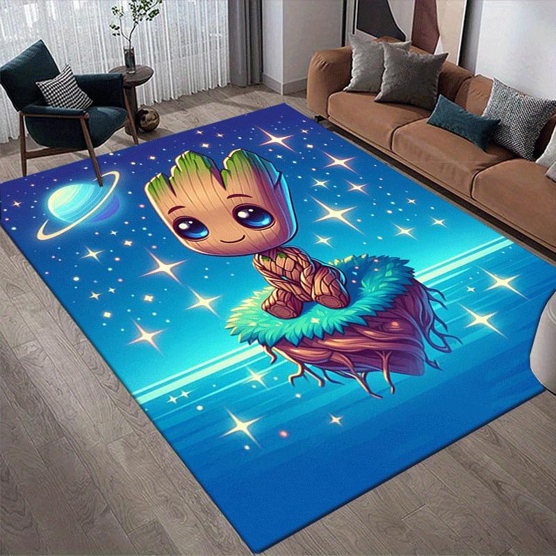 1pc Groot Pattern Area Rug Soft Flannel Floor Mat for Living Room,Office,Bedroom and Carpet,Sofa Coffee Table Floor Mat