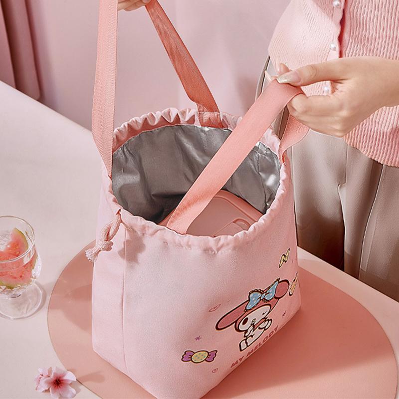 Sanrio Hello Kitty My Melody Cinnamoroll Cute Kawaii Lunch Box Handbag Lunch Bag Aluminum Foil Thickened Insulated Bag Meal Bag