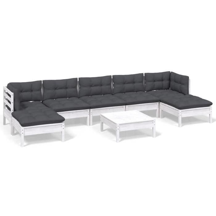 VidaXL Solid Pine Wood Garden Lounge Set 8 Pcs with Cushions Patio Furniture Outdoor Furniture Garden Furniture 3097098