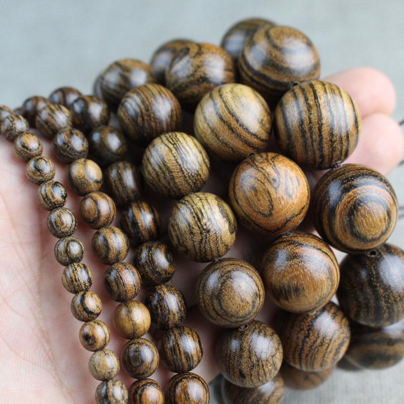 Purple Yew Wood Handcrafted 108-Piece Tiger Skin Sandalwood Buddhist Beads Bracelet for Couples
