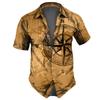 Vintage Short Sleeve Shirt For Men 3d Compass Print Shirt Nautical Tops Summer Sweatshirt Tees Designer Oversized Men's Clothing