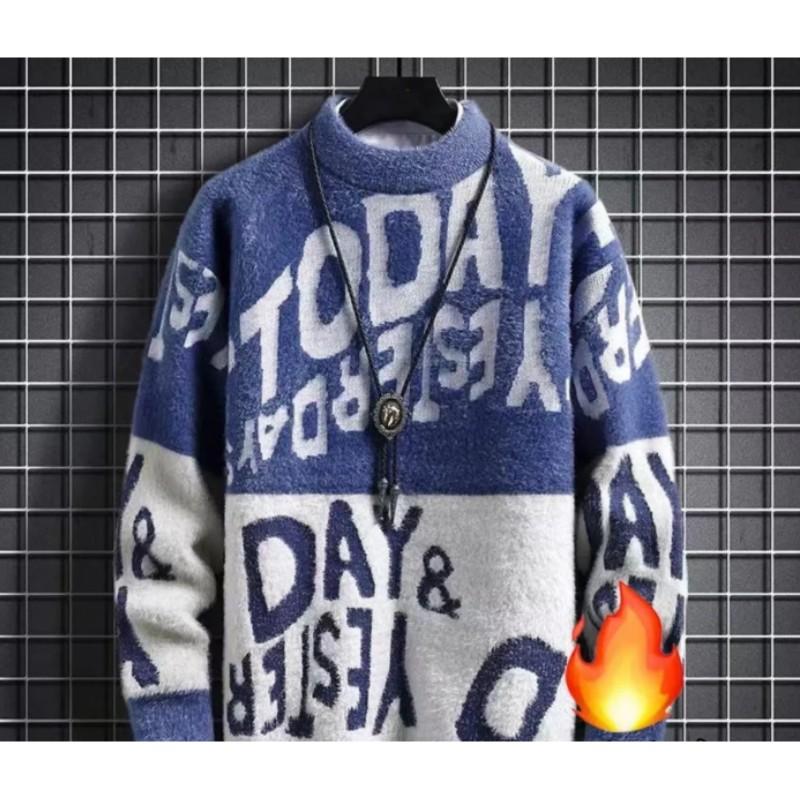 

Men s Fall/Winter High-Neck Thickened Causal Sweater Student Long-Sleeve Knit Base Layer Top XS