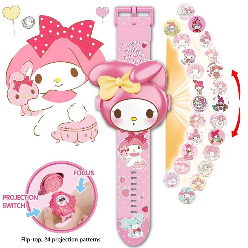 3D Projection Digital Watch Cinnamoroll Kuromi Melody Cartoon Led Silica Watchband Electronic Watches Kids Gift Birthday Present