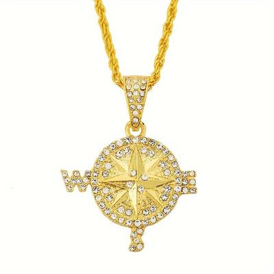 New Cool Hip Hop Compass Pendant Necklace Charming Men's Trend Casual Jewelry Gifts