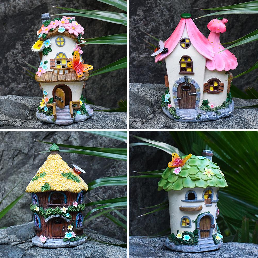 Solar-Powered Resin Fairy Garden Lamp 