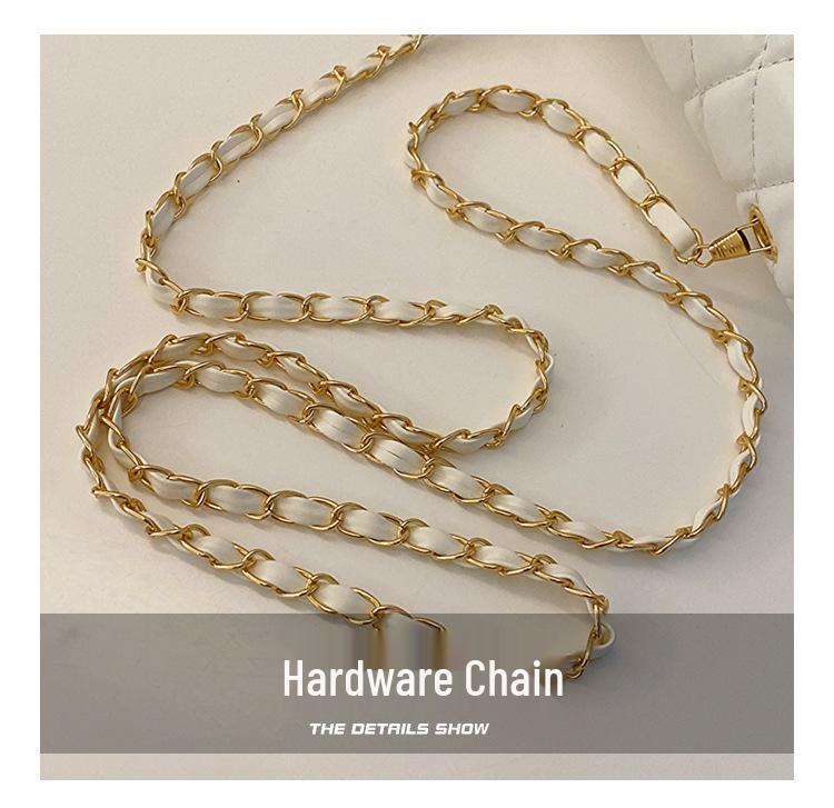 2024 Spring Women's Argyle Chain Crossbody Bag - High-End Fashion with Little Golden Ball Accent