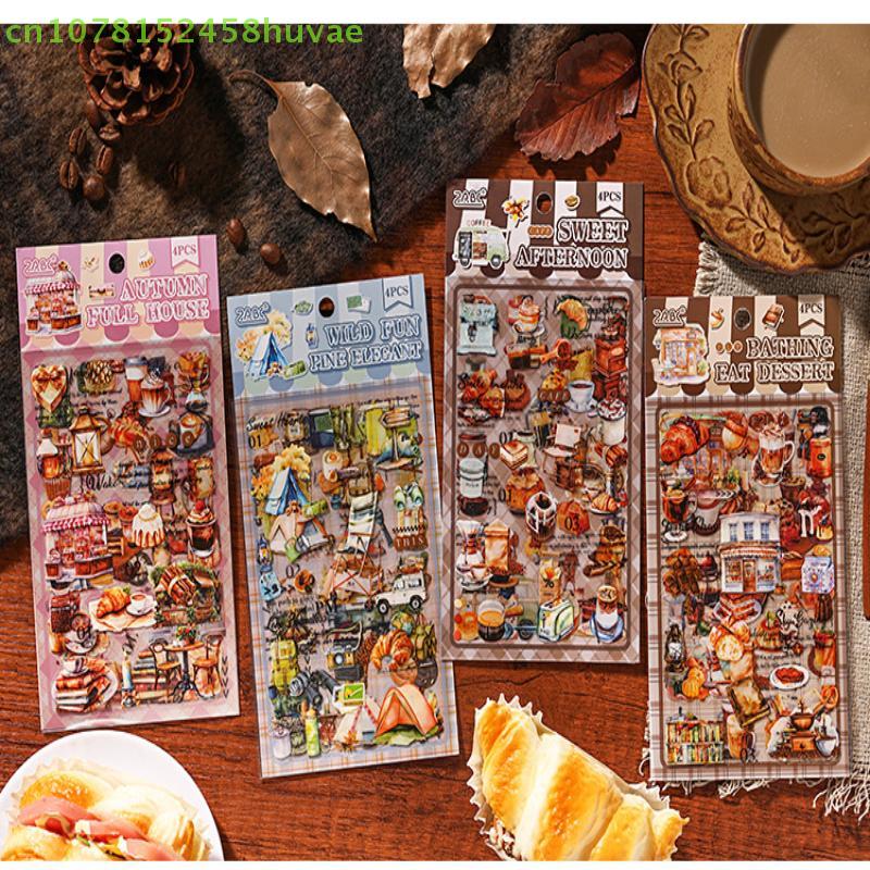 4 Blatt/Beutel Sticker Dessert Lebensmittel Flache Sticker Scrapbook DIY & Planer Dekoration Für Handyhülle Notizbuch