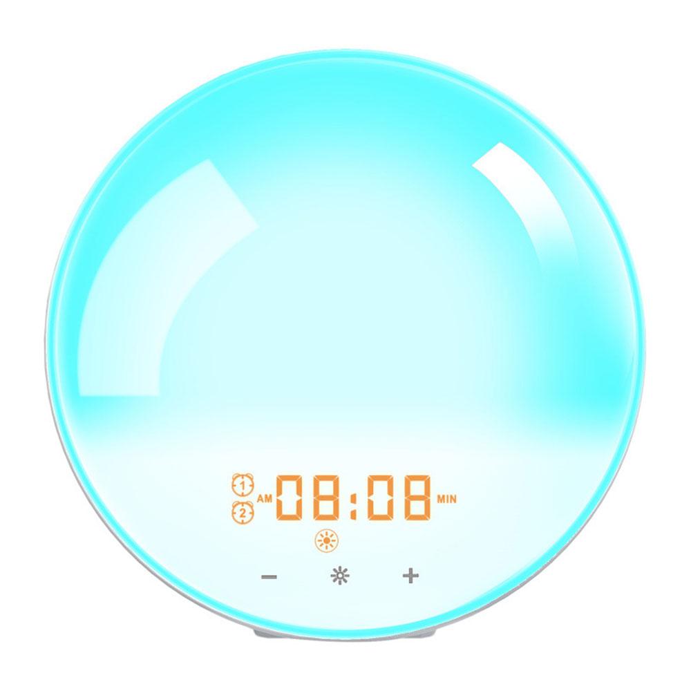 Smart Wake-Up Light Weekday Alarm Clock With 7 Colors Wall Electronic Watch Digital  Moment Bedroom Decoration Table Desk