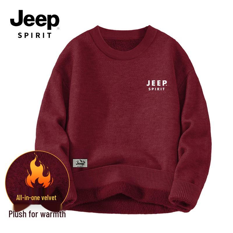 JEEP SPIRIT Men's Heavyweight Fleece-Lined Knit Pullover Sweater