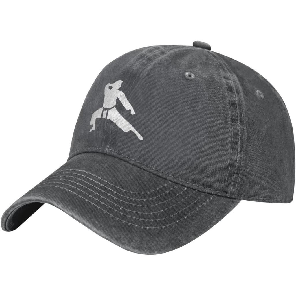 Karate Fighter Graphic Washed Cotton Baseball Cap Adjustable Outdoor Sports Dad Hat