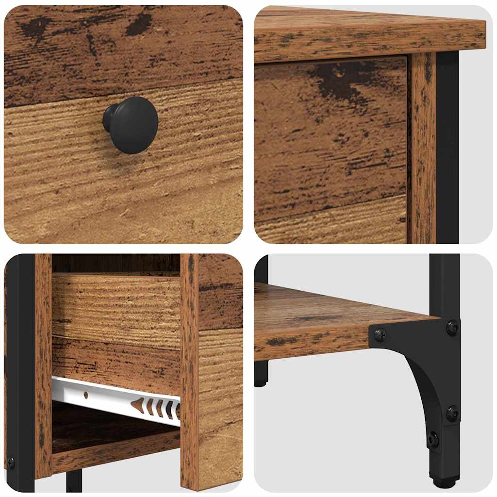 Nightstand with Drawers Brown 33.5 X 36 X 70 Cm Engineered Wood