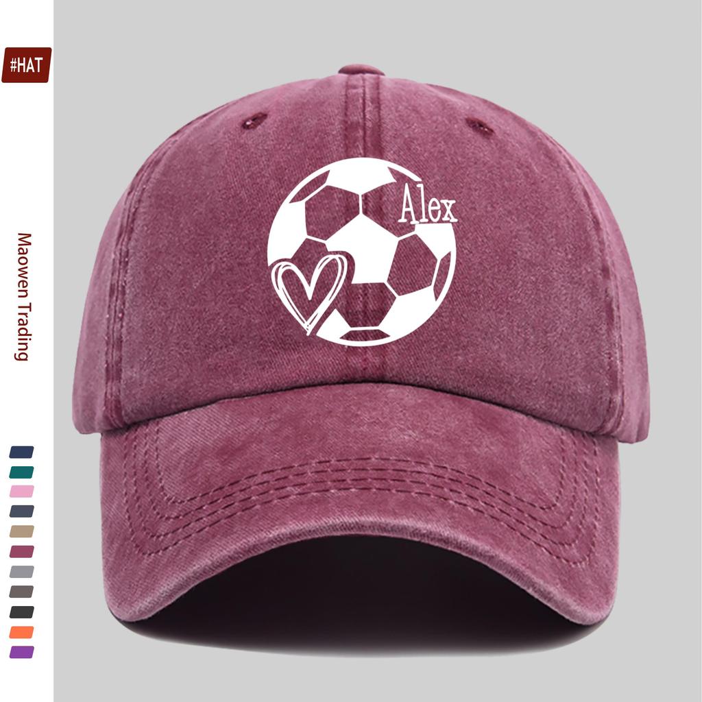 pc Soccer Lover Printed Baseball Cap Heart Soccer Print Trucker Sun Hat Comfortable and Lightweight Papa Hat Mom and Dad Bea