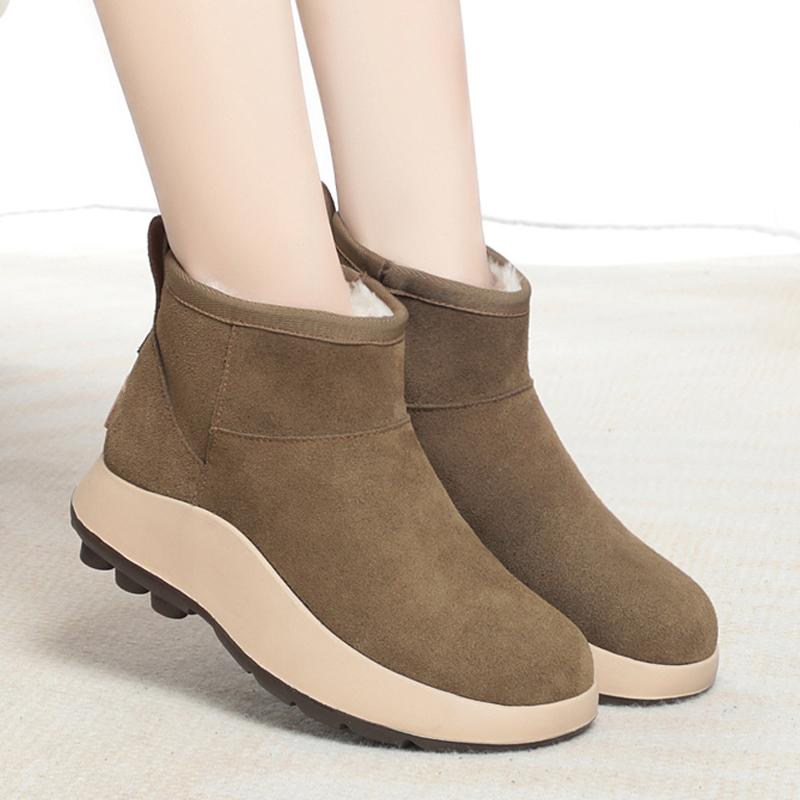 Buty śnieżne damskie ze skóry owczej, zintegrowane, grube, wełniane, ciepłe, zimowe buty damskie, oryginalne, skórzane, antypoślizgowe, damskie botki