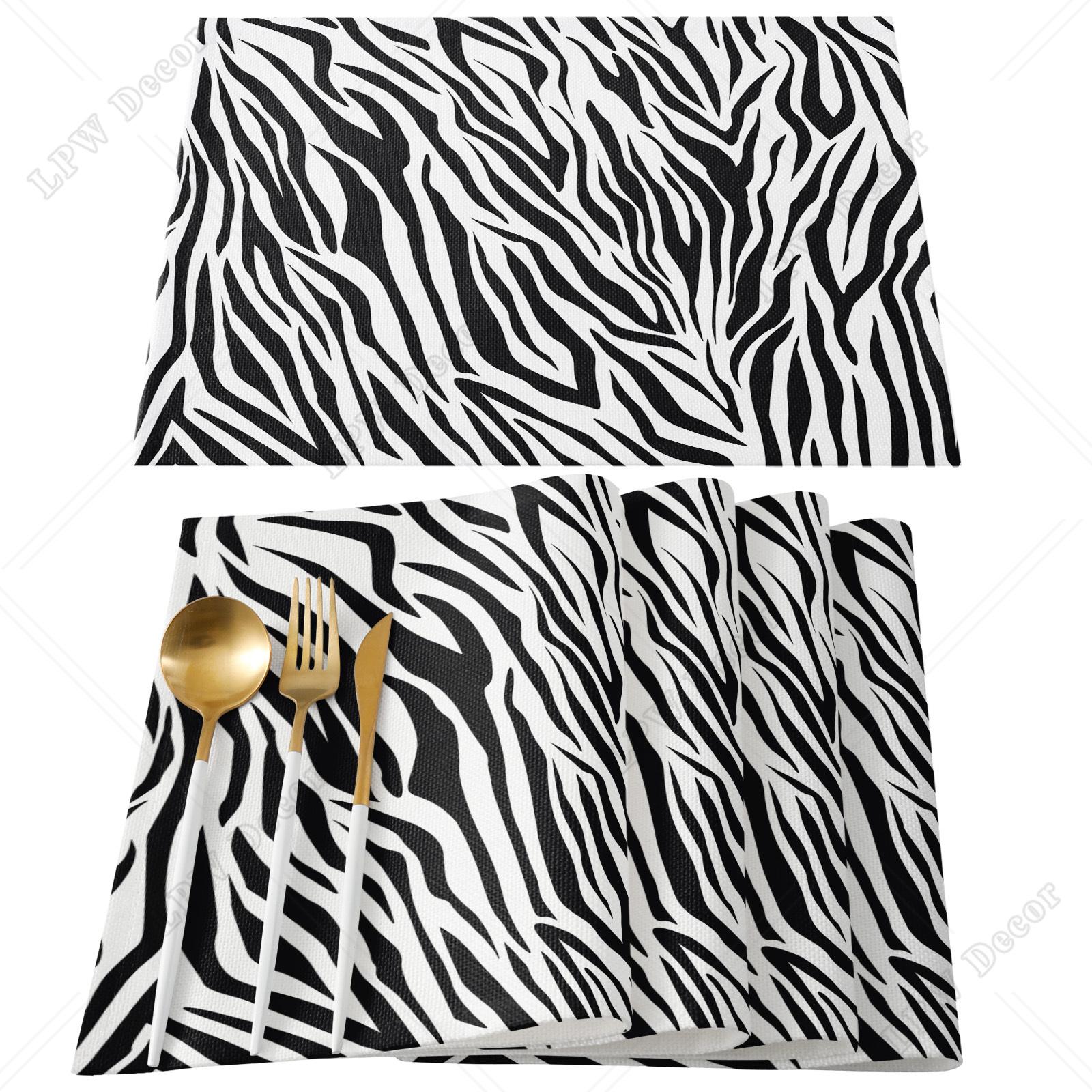 

4/6pcs Set Table Mats Sexy Leopard Print Printed Cotton Linen Table Napkin Kitchen Accessories Home Party Decorative Placemats 4 PCS 12x18inch