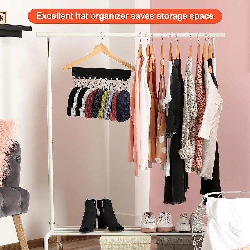 Folding Hat Rack Fabric Hat Towel Rack Stainless Steel Clip Multifunctional Hanger Wardrobe Clothes Finishing
