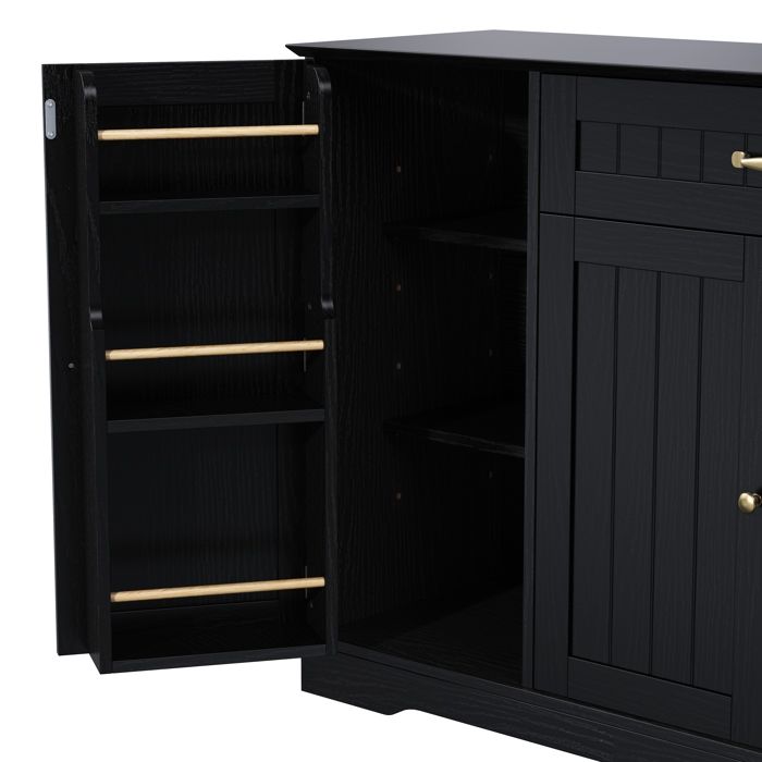 Buffet moderne - MODERNLUXE - 107x40x83.4 cm - 3 portes - 1 tiroir - Étagères réglables - Noir - MDF