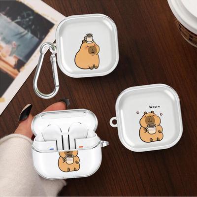 Capybara Cute Clear Earphone Cases Cover With Hook Case For Samsung Galaxy Buds Live 4 Pro 2 2Pro 3Pro 3 FE 4Pro