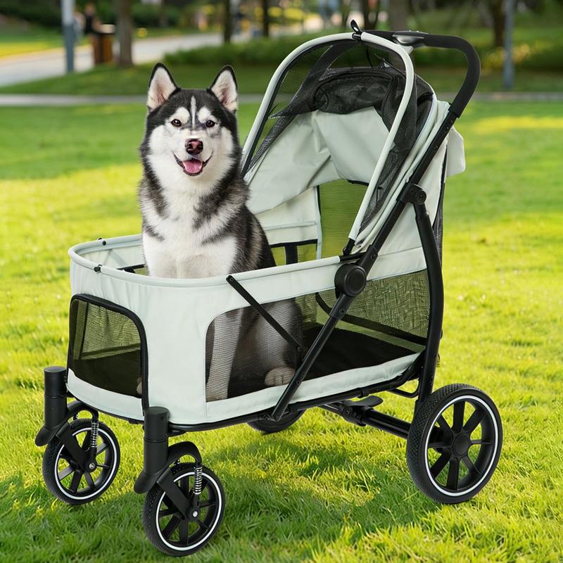 40KG Large Pet Strollers Cats Dogs Wheel Folding Dogcart Luxury Outdoor Transport Dog Strollers Pet Carrier Trolley Supplies