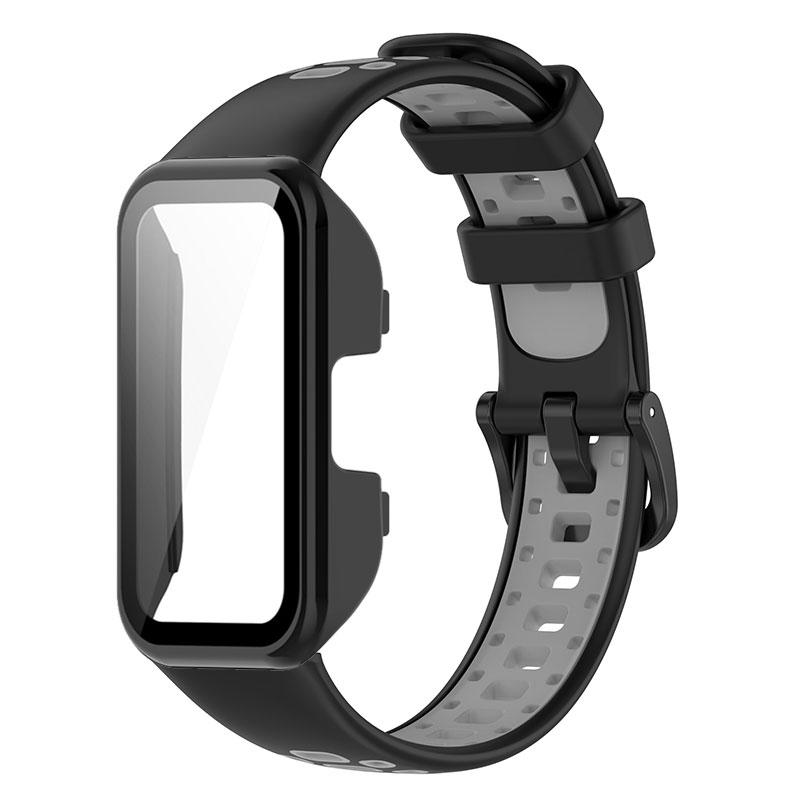 

Ремешок для Huawei Band 10 9 8 WatchBand с чехлом-защитой экрана для huawei band 8 9 10 Сменный браслет huawei band 10-9-8 черный серый