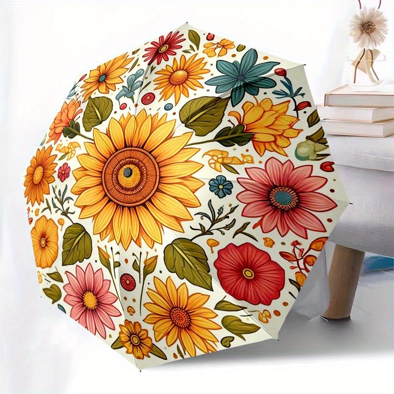 1pc Sunflower Mandala Design Umbrella with Plastic Handle,Suitable for All Seasons Home Travel Outdoor UmbrellaB1620