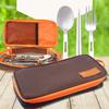 Camping Geschirrset Edelstahl Gabel Löffel Essstäbchen Tragbares Küchenutensilien-Set mit Aufbewahrungstasche für Draußen