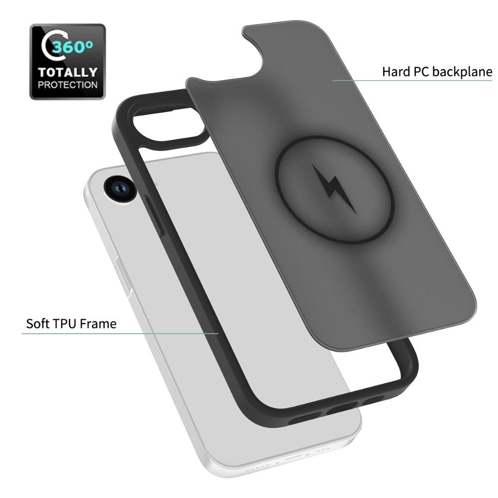 Ultra-Thin MagSafe Compatible Case for iPhone 16e 16 Pro Max XR 11 13 14 12 Pro - TPU/PC Silky Smooth Touch Wireless Charging Shockproof Cover