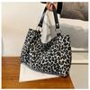 New Single-shoulder Canvas Bag, Fashionable Tote Bag for Leisure and Commuting with Large Capacity and Leopard Print, Versatile Women's Bag
