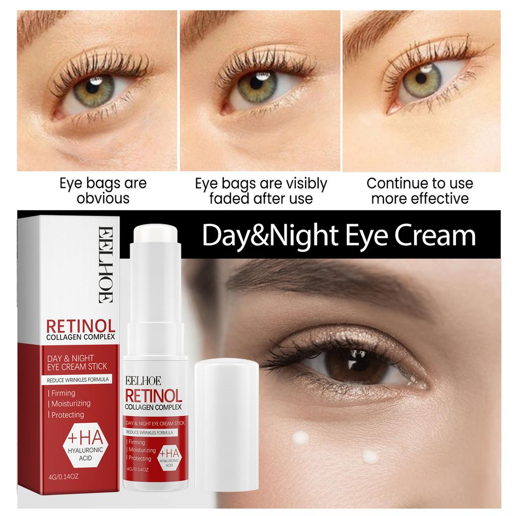 EELHOE Retinol Eye Stick 4g Under Eye Treatment Dark Circle Puffiness Reduction Anti Aging Roller Fine Lines Moisturizing