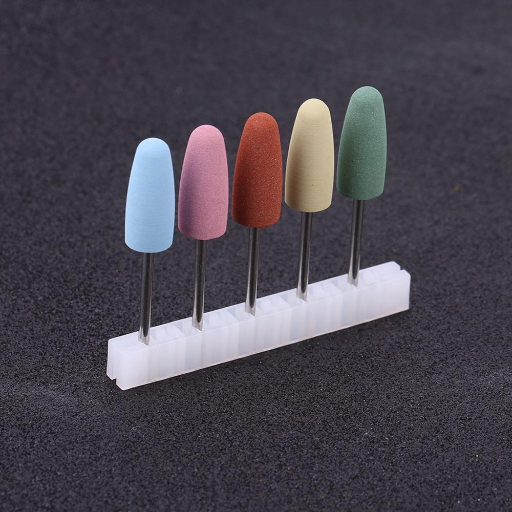 5pcs Silicone Nail Art Silicone Polisher Soft Smooth Smoothing Drill Manicure Drill Bits Polishing Burr Nail Grinders Drill Bits