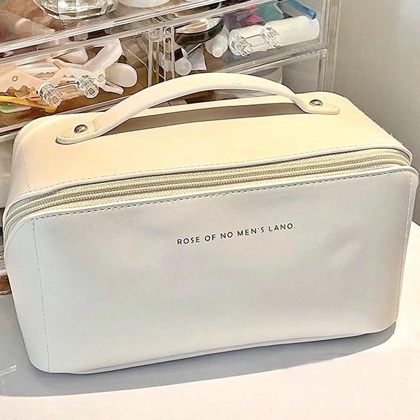 WTEMPO Duże, skórzane kosmetyczki podróżne dla kobiet, organizer na kosmetyki, kosmetyczki o dużej pojemności, etui do przechowywania pudełek na kosmetyki dla kobiet