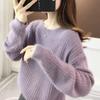 Autumn and Winter Women's Round Neck Pullover Sweater Loose Solid Color Long Sleeved Knitted Sweater for Women