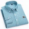 Basic Oxford Dress Shirt For Men Long Sleeve Cotton Solid Casual Plaid Striped Social Business Male