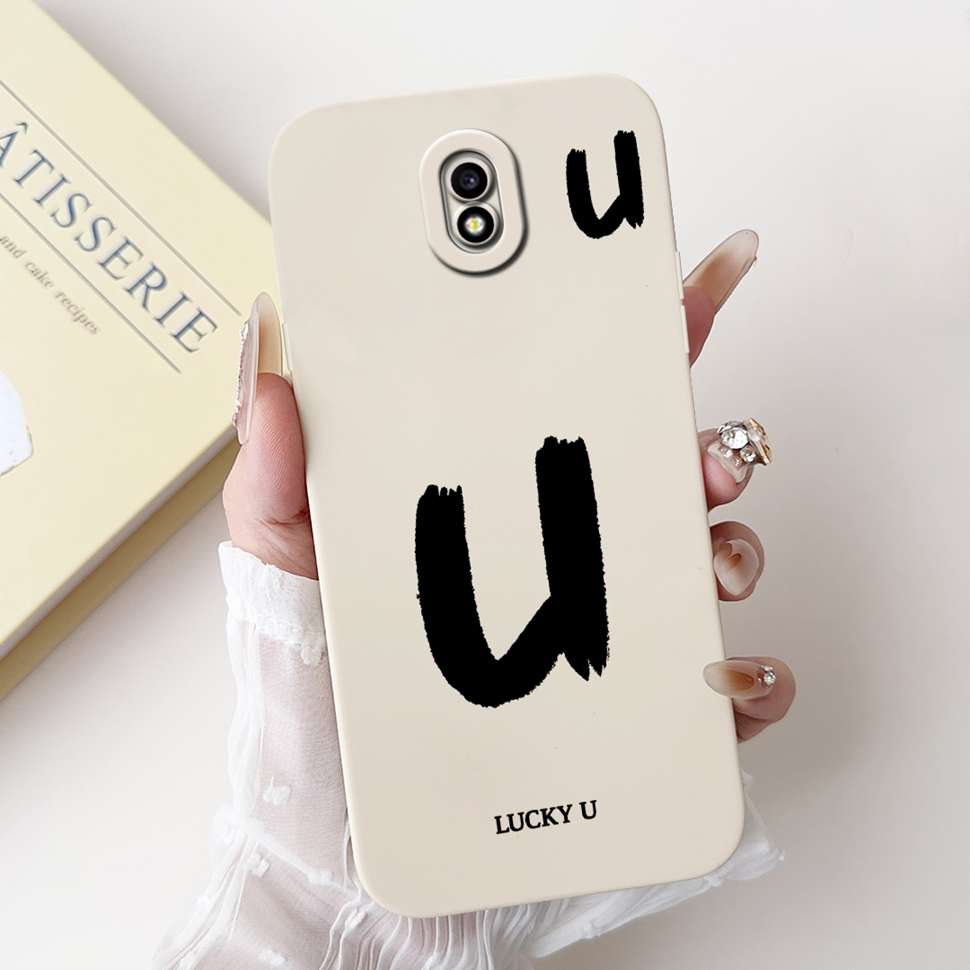 For Samsung Galaxy J3 2017 SM-J330FN Case Cute Lucky Letter A-Z Print Soft Silicone Cover For Samsung J3 J5 J7 2017 Phone Casing