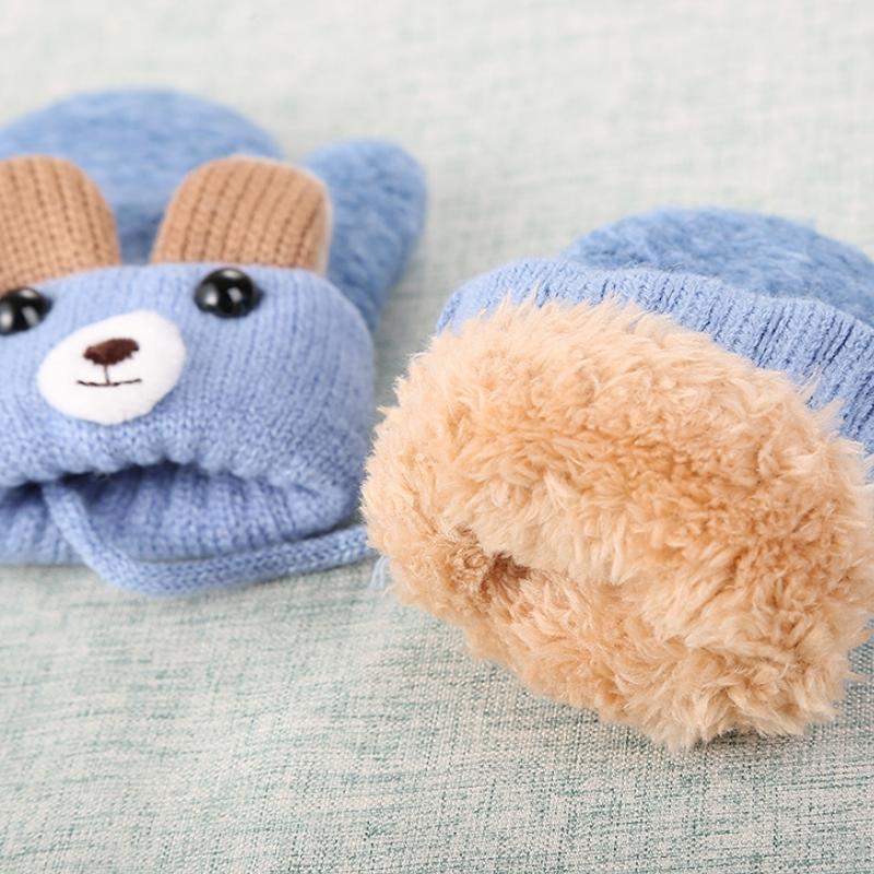 Guantes para Niños Invierno Cálido Guantes para Bebé Oso de Dibujos Animados Manoplas para Bebé A Prueba de Viento Guante Grueso Para Niños Niños Niñas Accesorios para Bebé