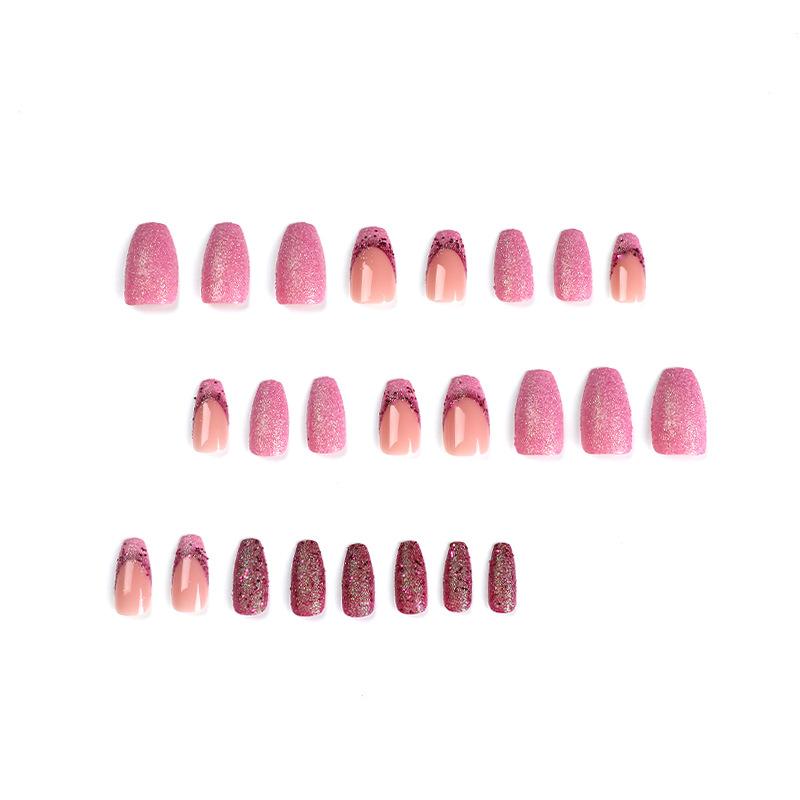 24 шт. Пудра для нігтів з фіолетовим блиском. Французький нейл-арт із блискітками. Наклейка для нігтів. Готовий знімний ніготь.