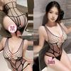 Jiuli Qingchuan Spaghetti Strap Deep V Mesh See-Through Bodysuit