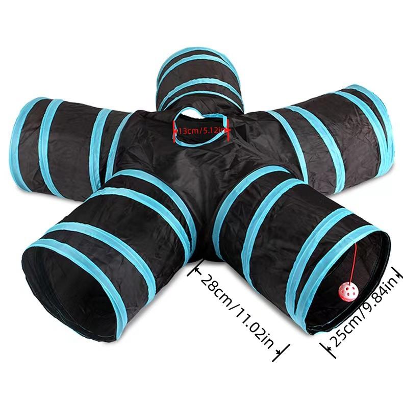 Cat Five Channel Pet Cat Toys Training Tunnel Toys Sound Paper Tent Cat Bed