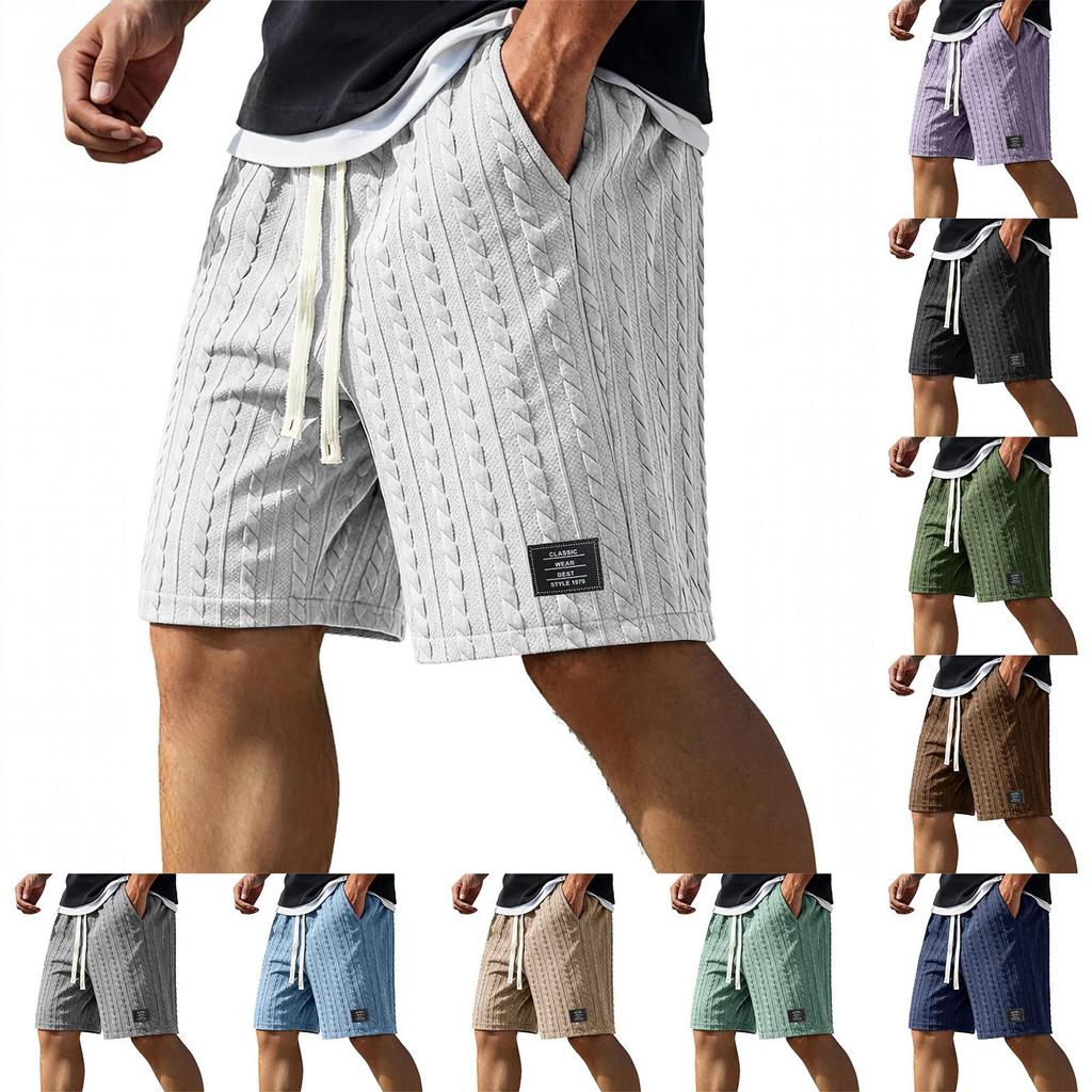 Men's Summer Drawstring Shorts, Men's Casual Straight-Leg Beach Pants