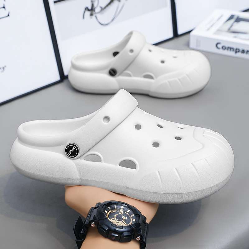 7.0Cm outer wear thick-soled heightening eva stepping on shit feeling bag head two wearing hole shoes women's summer indoor beach cool slippers