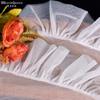 Sheer Tulle Long Arm Sleeves with Big Ruffles, White Bridal Gloves for Wedding Evening Dress Photo Shoot Costume Accessories